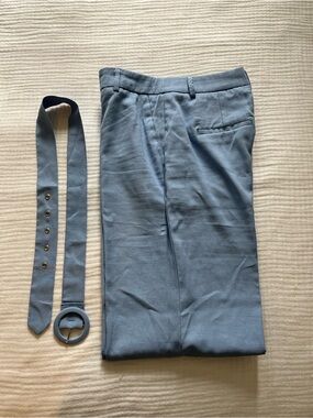 Women's Light Blue Boot Cut Pants with Matching Belt